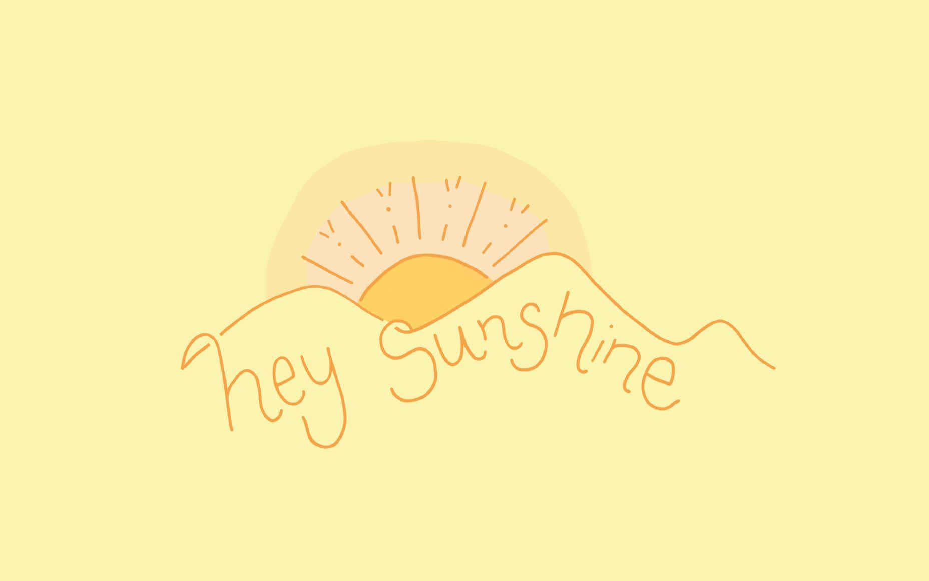 Cute Sunshine, hand-drawn sun, mountain range, HD Desktop Wallpaper