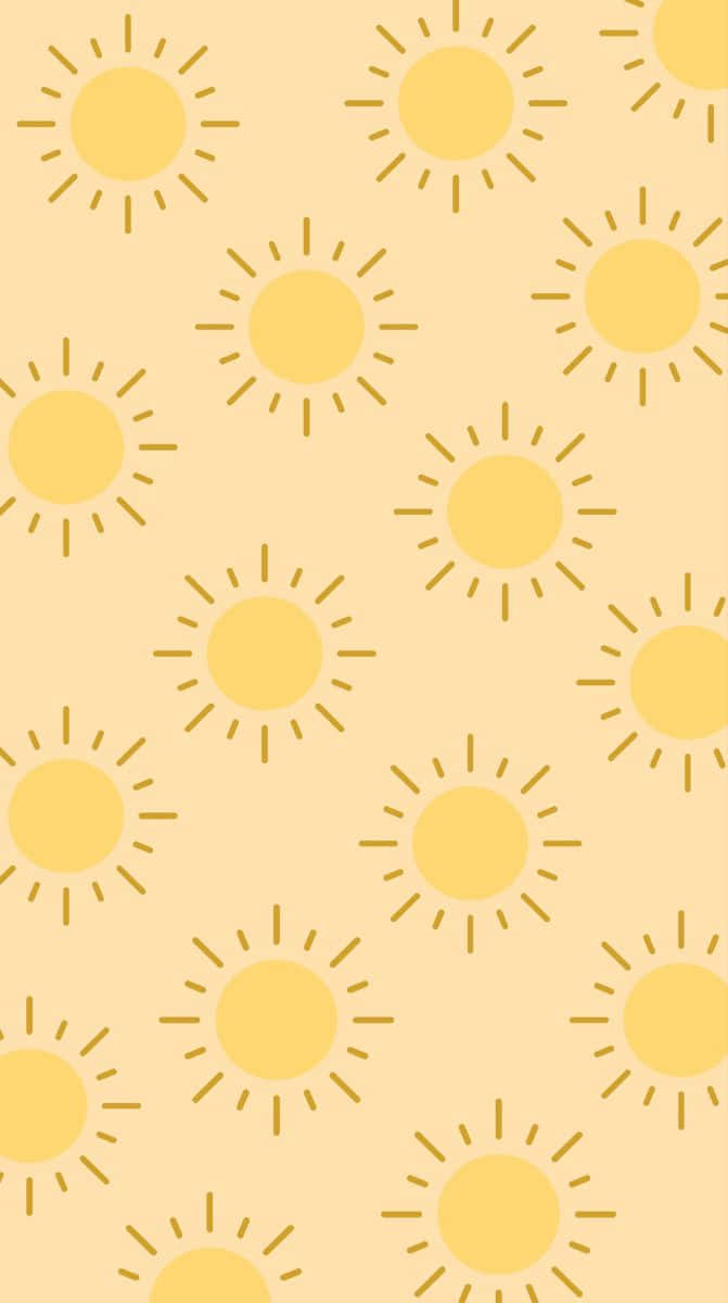 Cute Sunshine, stylized suns, warm yellow tones, SD Phone Wallpaper