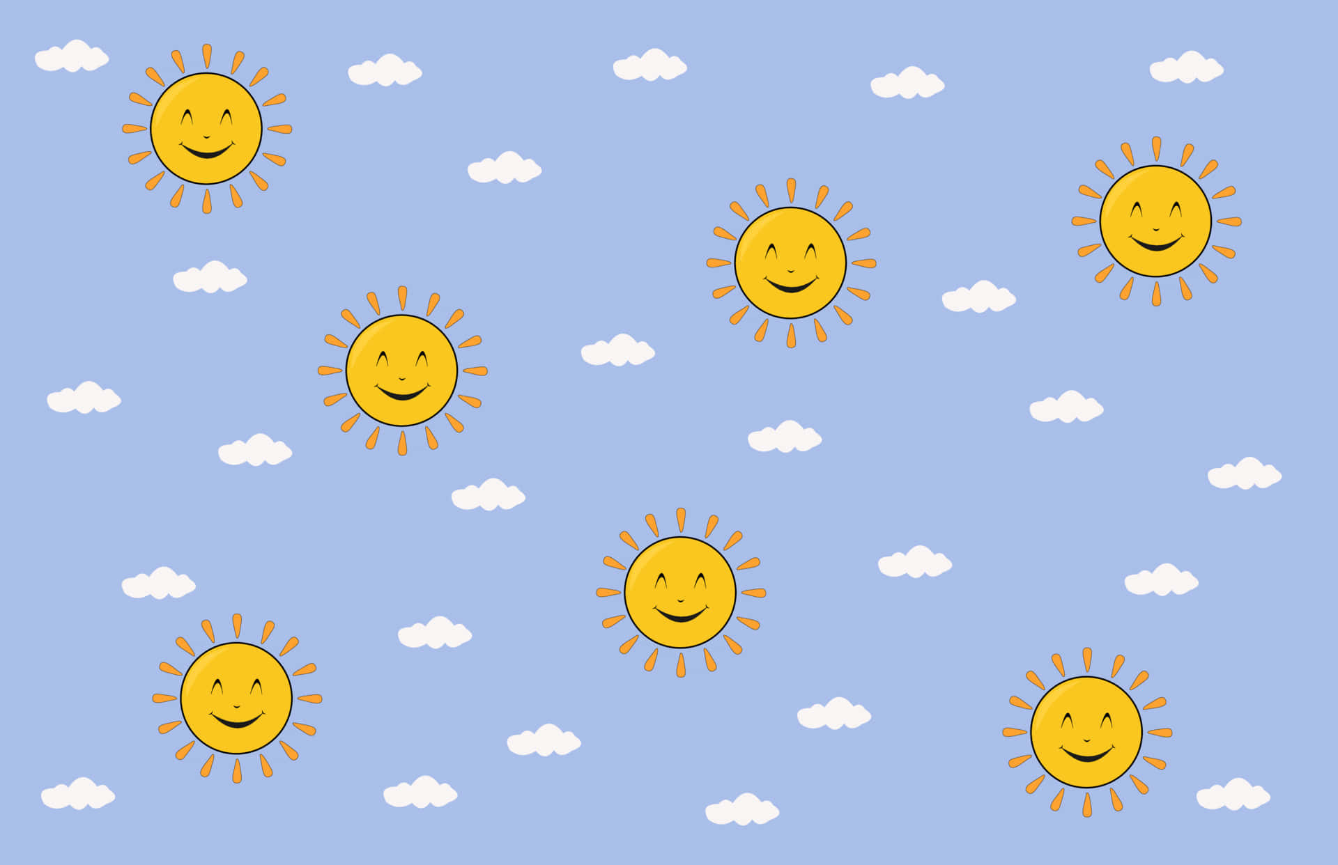 Cute Sunshine, cheerful yellow suns, smiling faces, Full HD Desktop Wallpaper