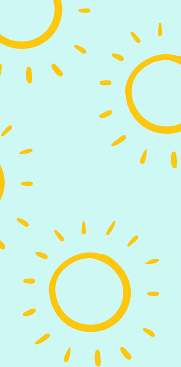 yellow suns, rays, soft mint green background, SD Phone Wallpaper