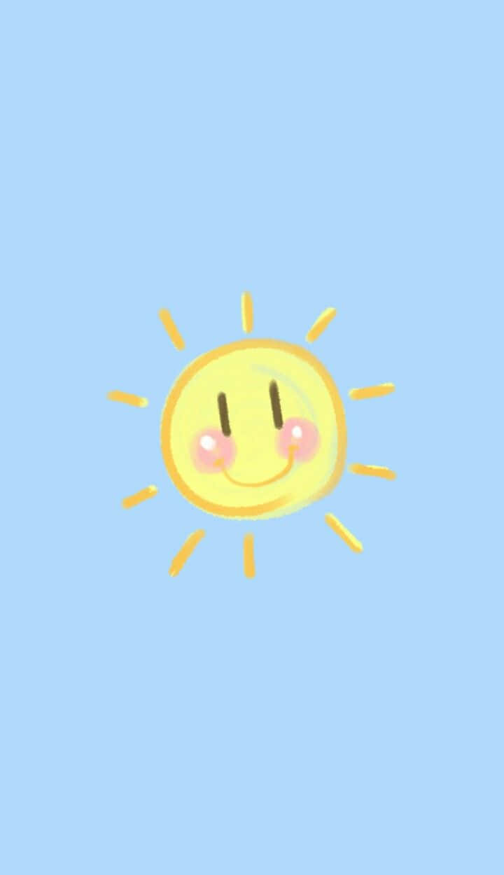 cute sunshine, cartoon sun, rosy cheeks, SD Phone Wallpaper
