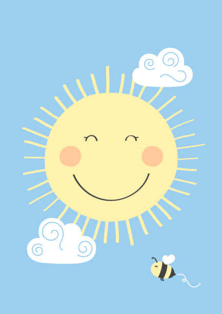 Cute Sunshine, yellow sun, rosy cheeks, SD Phone Wallpaper