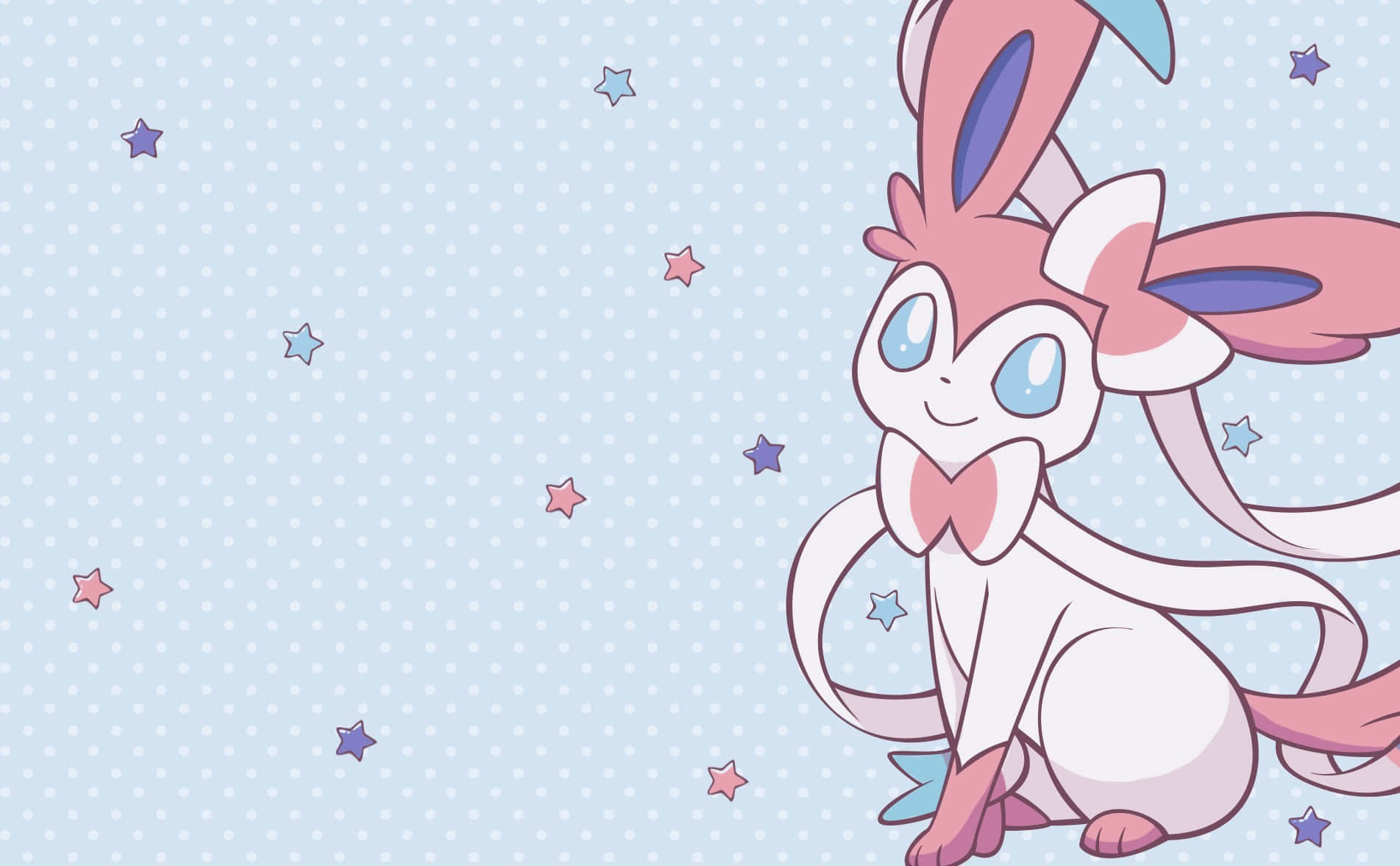 Sylveon, pink and white, anime-style, HD Desktop Wallpaper