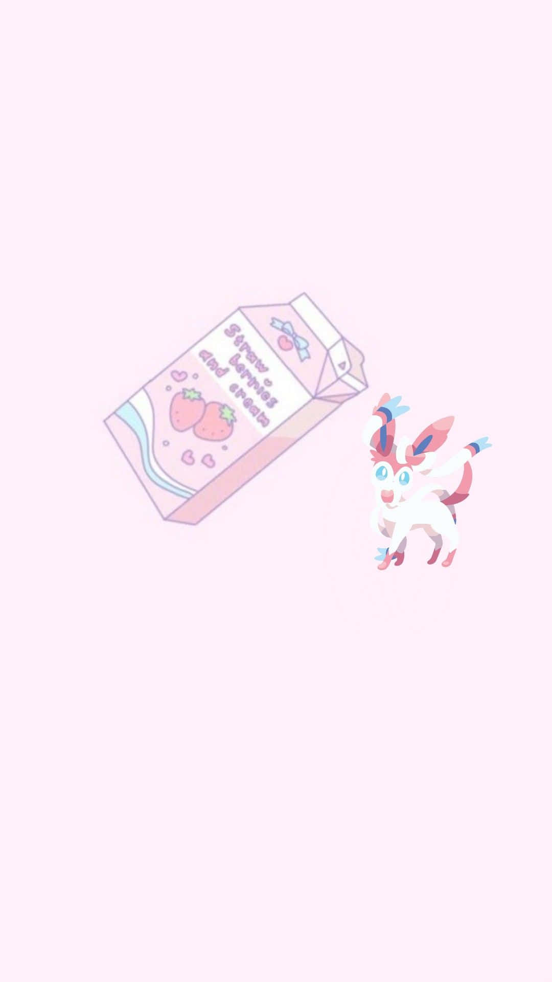 Sylveon, anime-style, strawberry milk carton, Full HD Phone Wallpaper