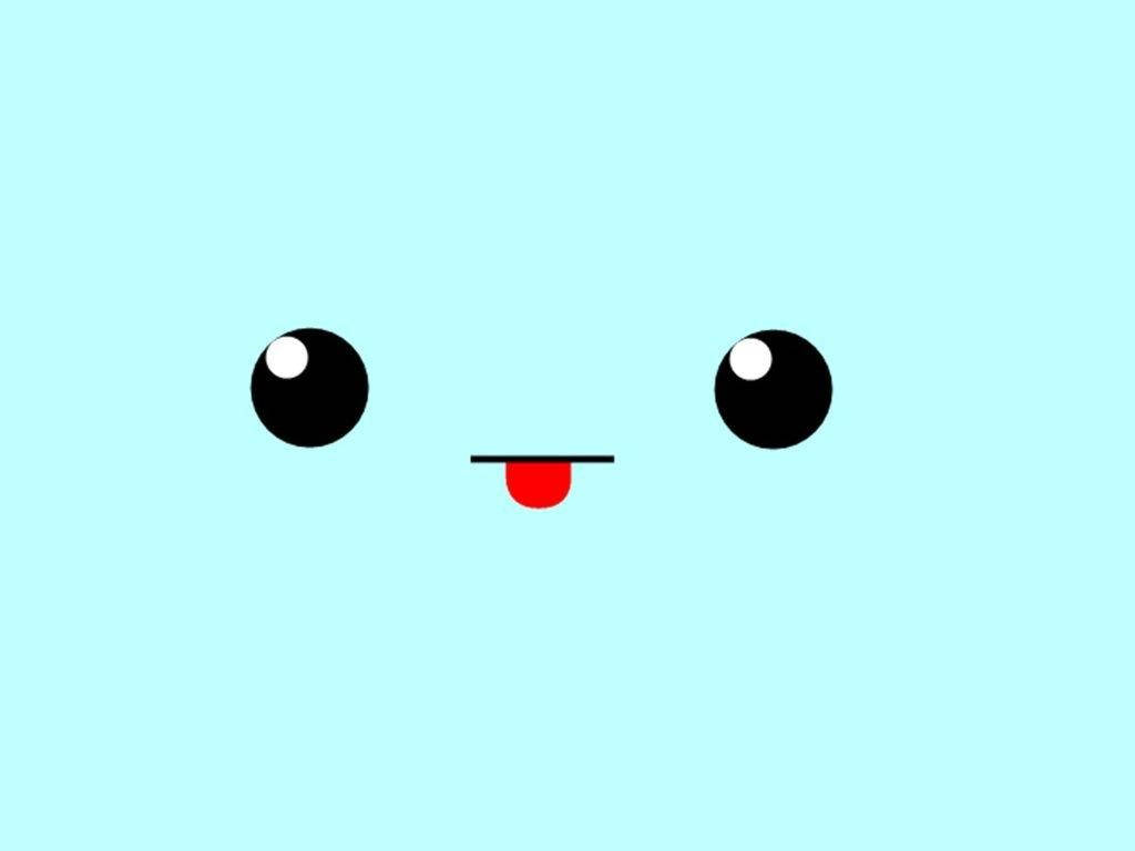 Cute Tablet, cyan background, minimalist cartoon face, SD Desktop Wallpaper