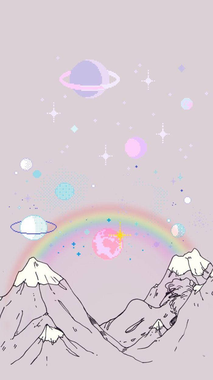 Space Mountain, pastel, pixelated, SD Phone Wallpaper