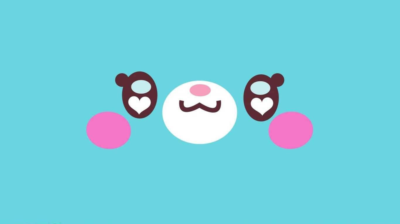 bear, heart-shaped eyes, pink cheeks, HD Desktop Wallpaper