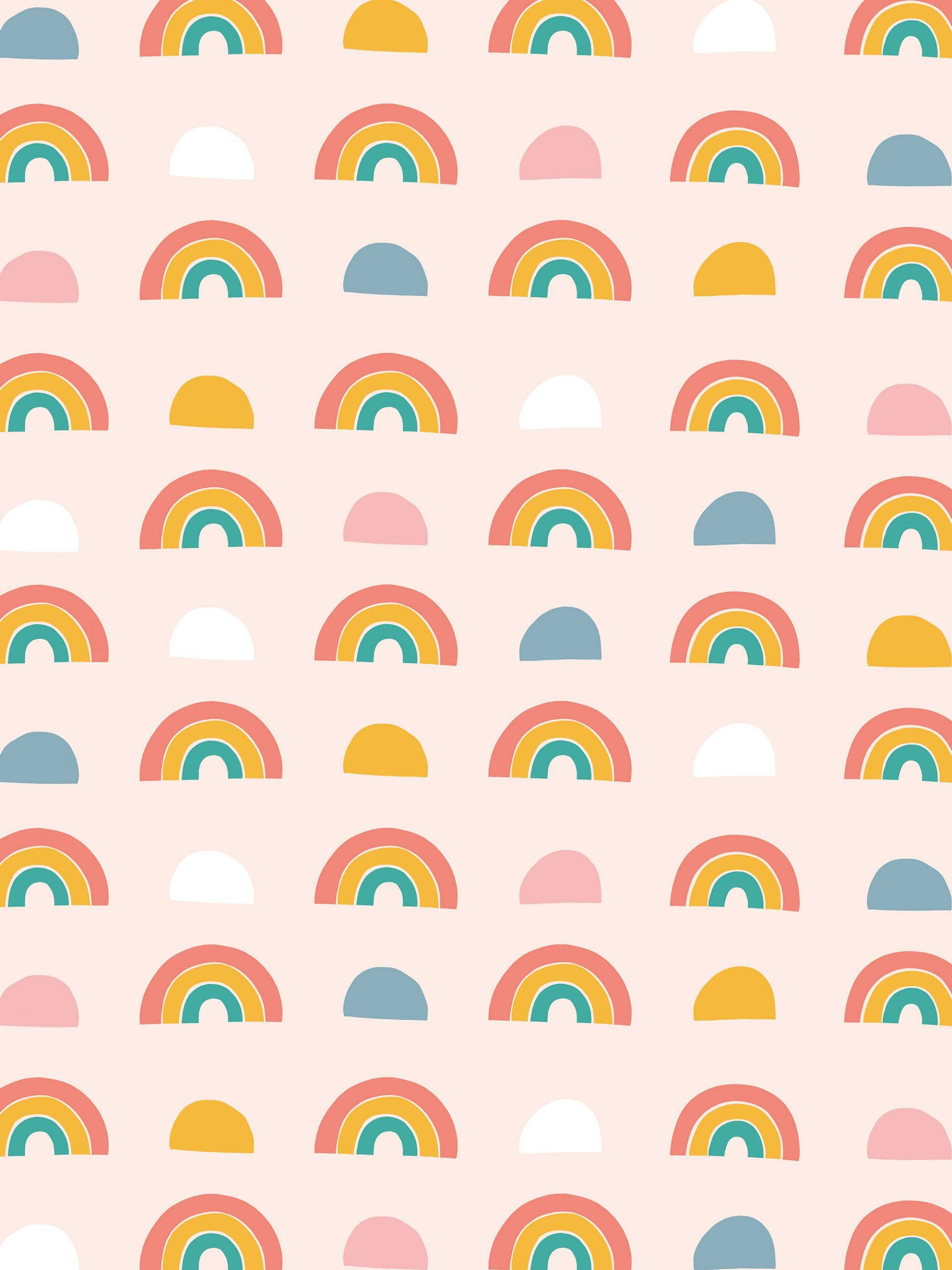rainbow theme, pastel rainbow arches, half-circles, 2K Phone Wallpaper