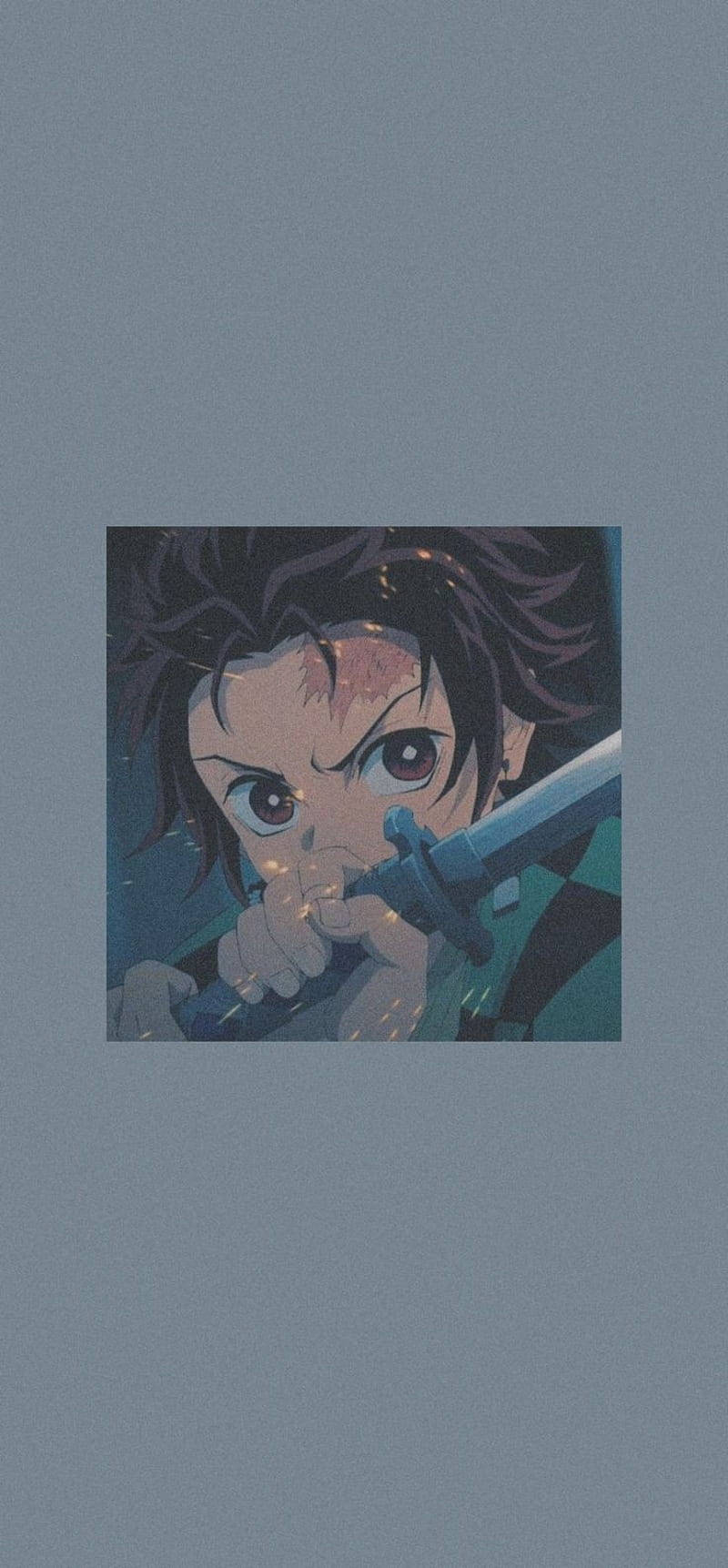 Gray Tanjiro Aesthetic, dark hair, sword wound on his forehead, HD Phone Wallpaper
