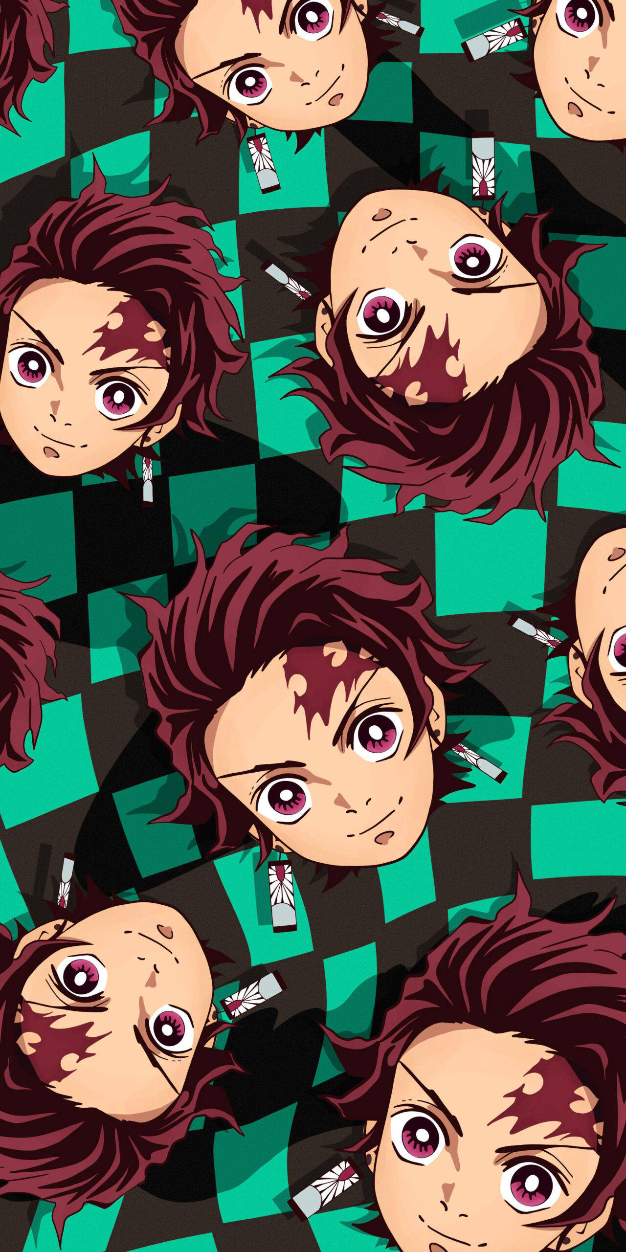 Tanjiro, maroon hair, purple eyes, 2K Phone Wallpaper