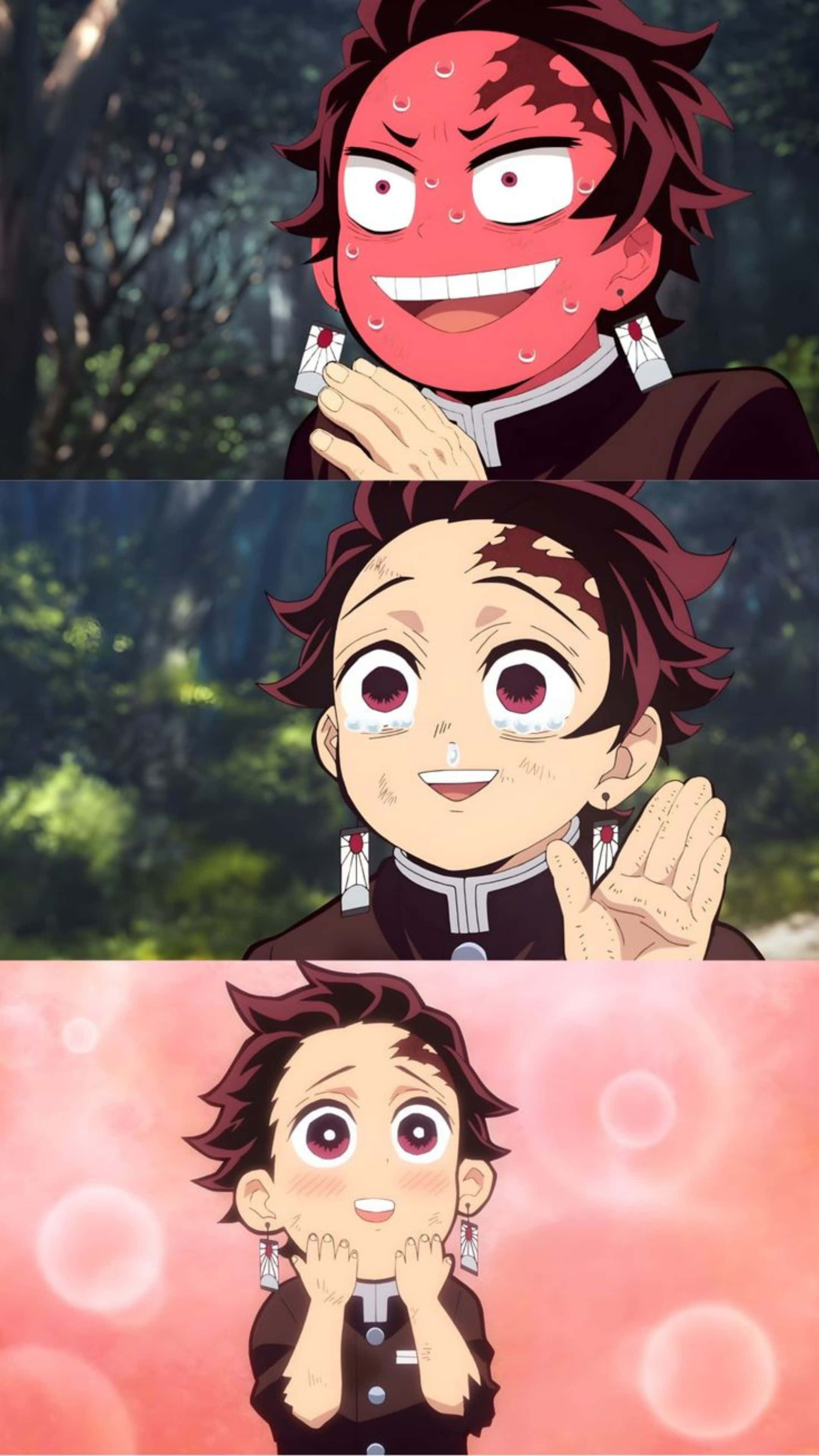 Cute Tanjiro, Tanjiro, red face, 4K Phone Wallpaper