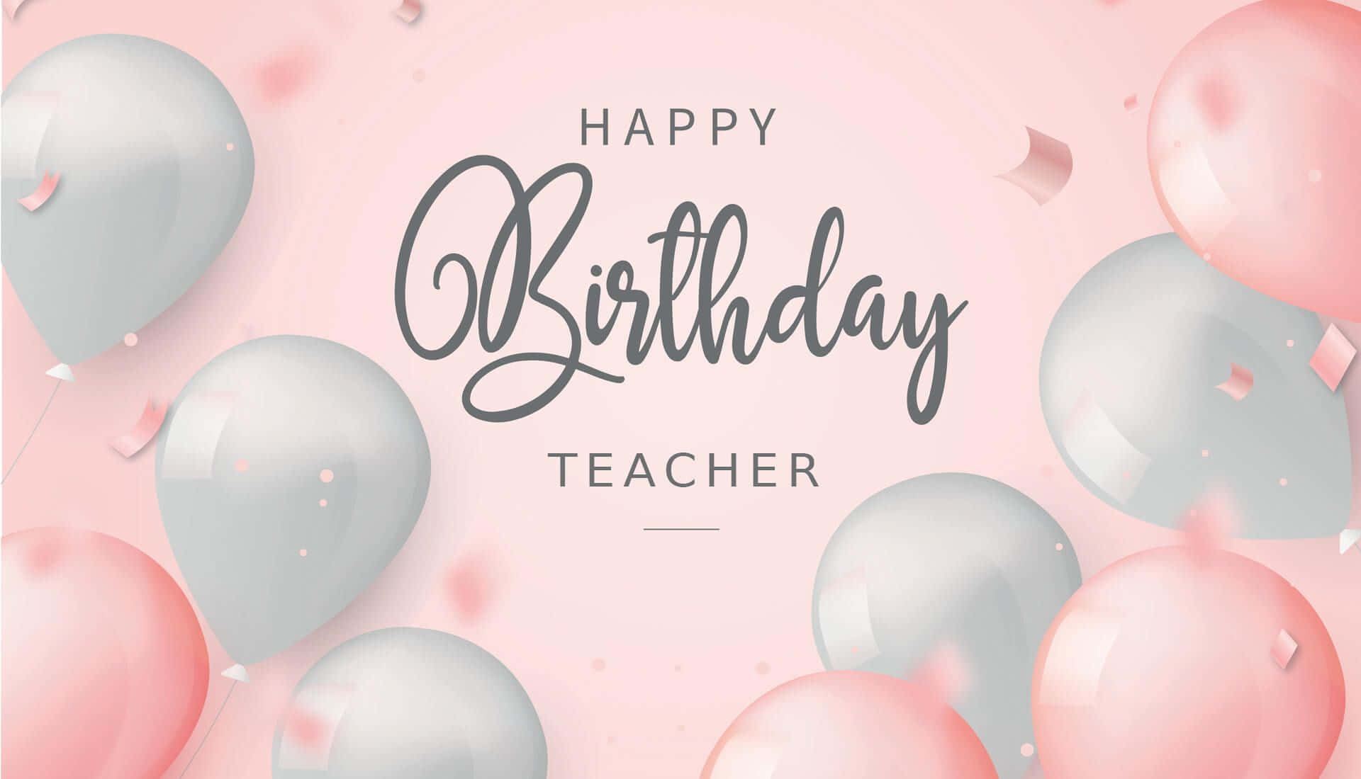 cute teacher, pink balloons, gray balloons, Full HD Desktop Wallpaper