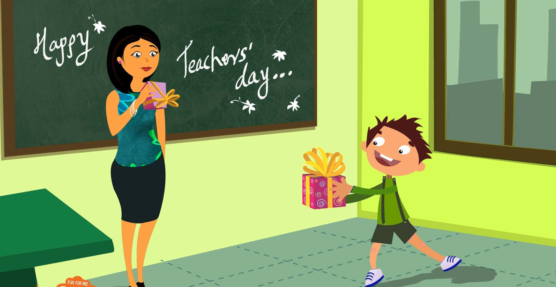 Cute Teacher, Teachers' Day, classroom, Full HD Desktop Wallpaper