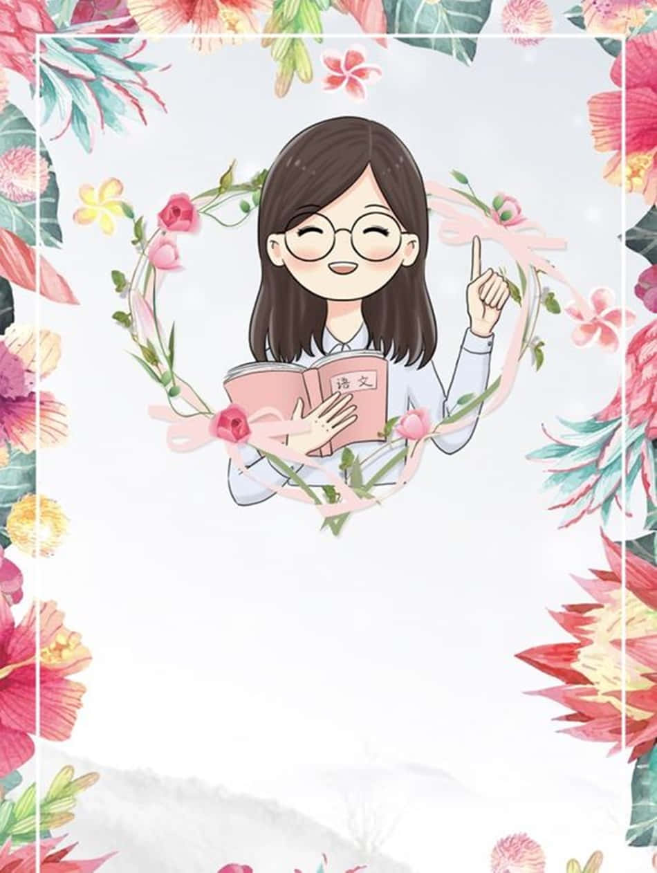 Cute Kawaii Teacher, anime girl, glasses, SD Phone Wallpaper