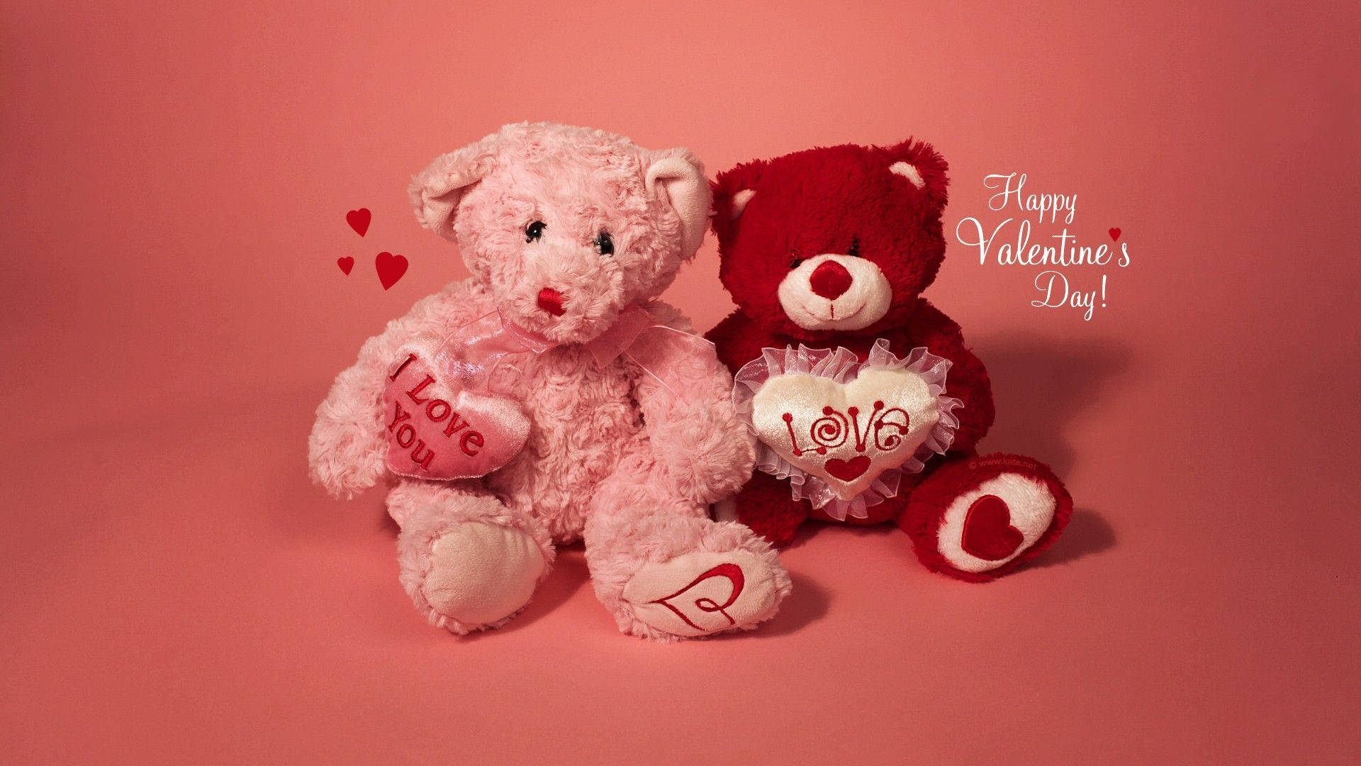 Cute Teddy Bears Valentines Desktop, pink, red, Full HD Desktop Wallpaper