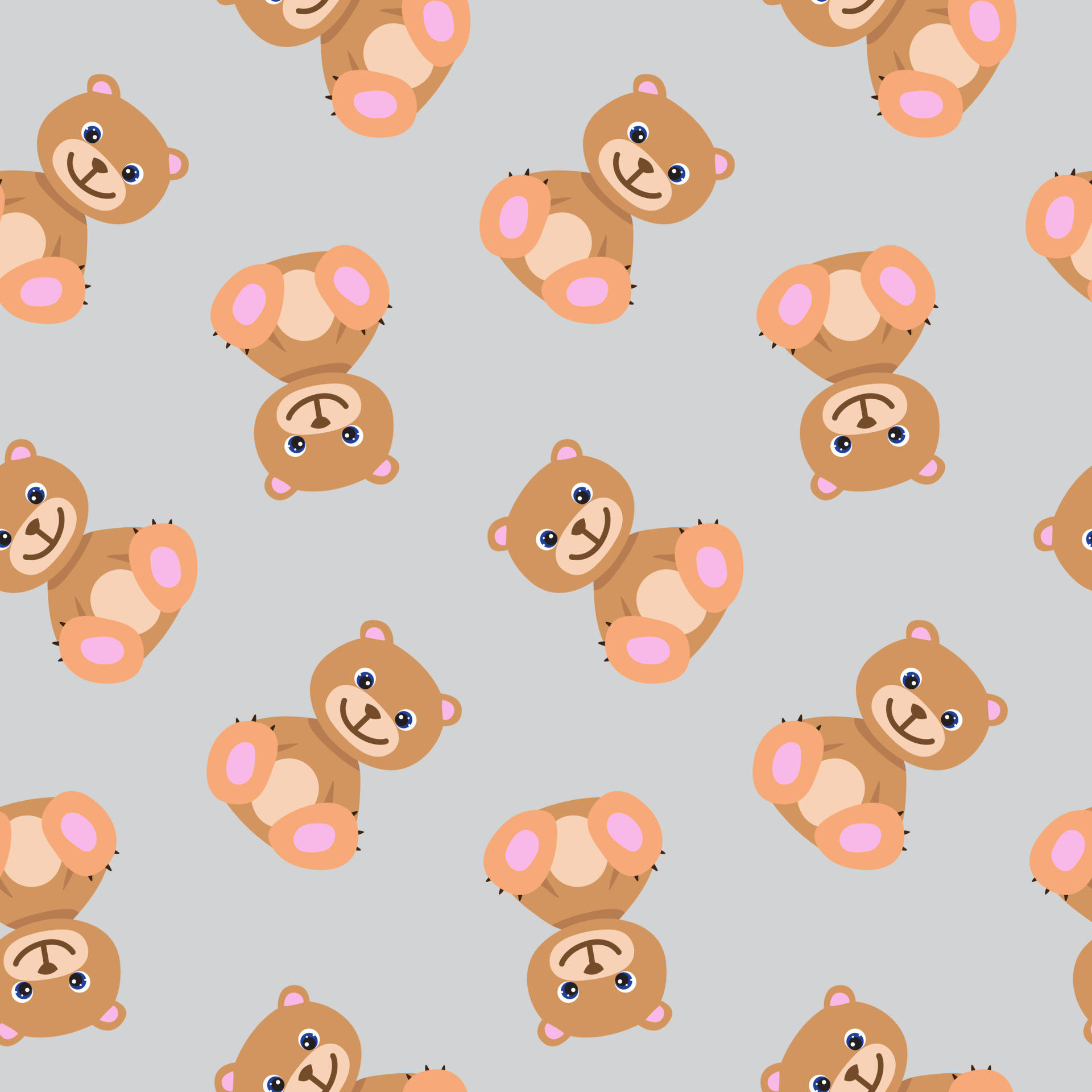 cute cartoon teddy bears, pink paws, blue eyes, Full HD Desktop Wallpaper