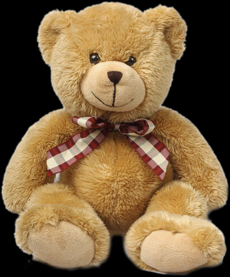 golden teddy bear, tan teddy bear, red and white checkered bow, SD Phone Wallpaper