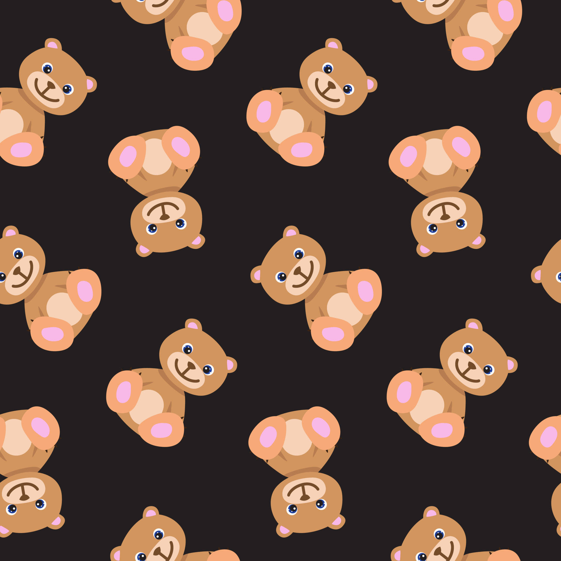 cute brown bear, cartoon teddy bears, pink paws, Full HD Desktop Wallpaper