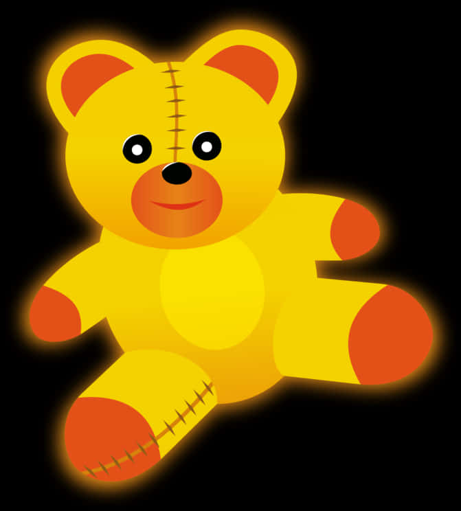 glowing yellow teddy bear, orange accents, visible stitching, SD Phone Wallpaper