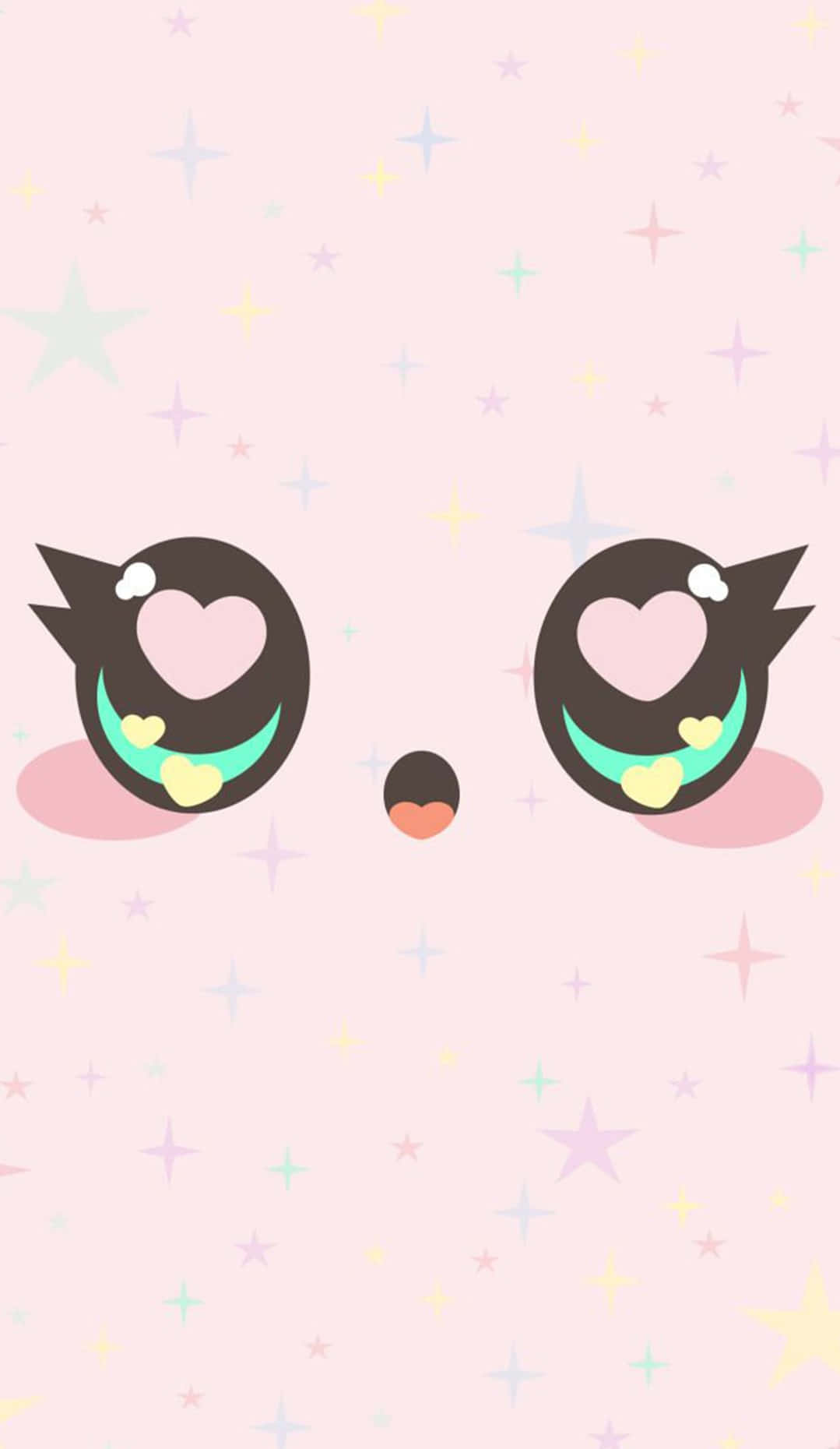 cute cartoon character, heart-shaped eyes, pastel stars, HD Phone Wallpaper