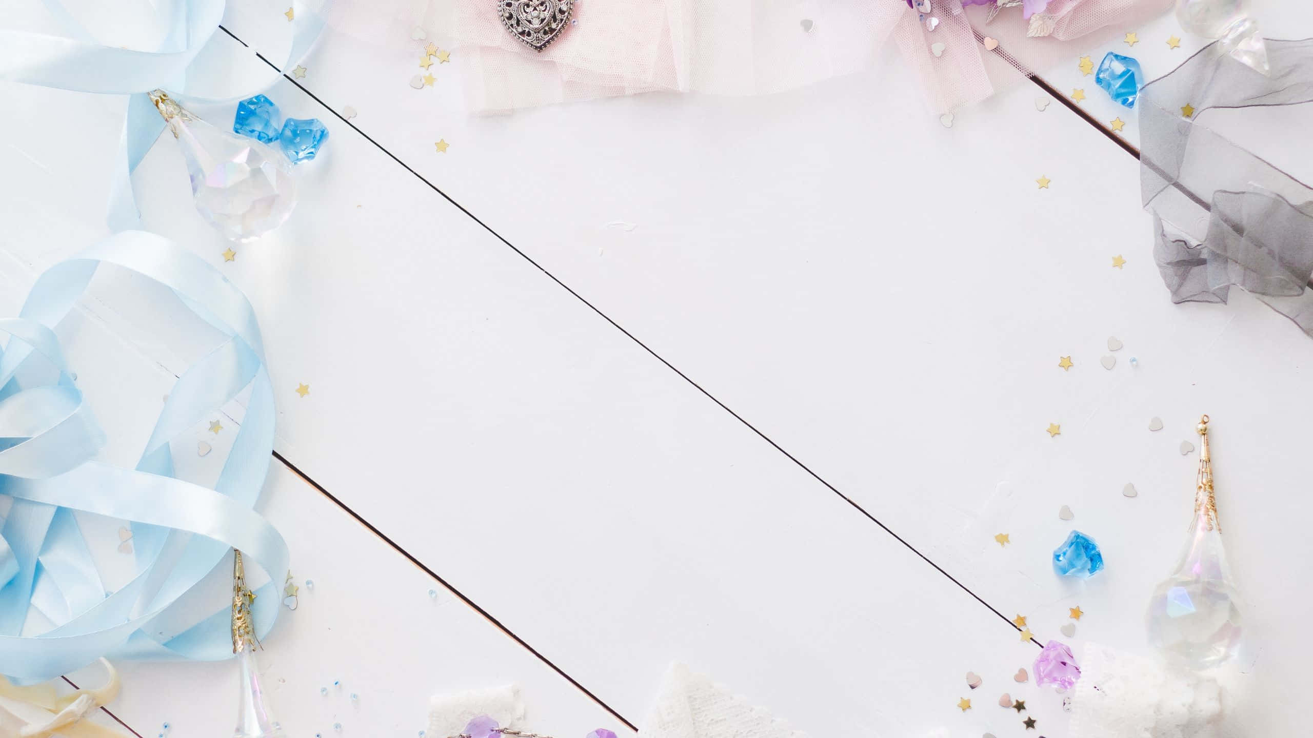 pastel blue, pink, ribbons, 2K Desktop Wallpaper