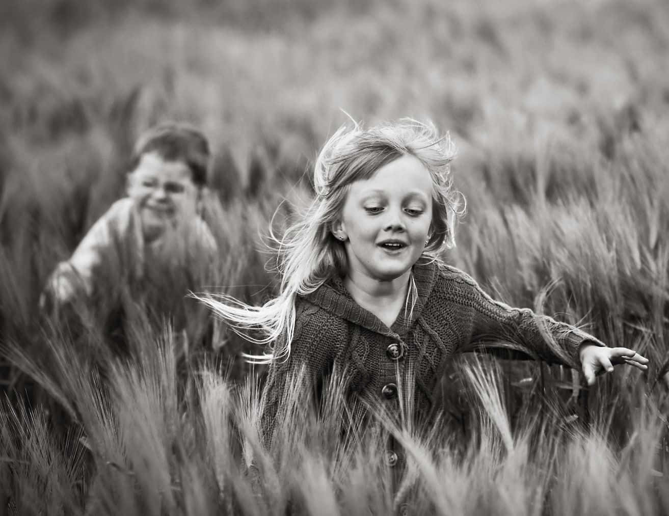 cute toddlers, black and white photo, two children, HD Desktop Wallpaper