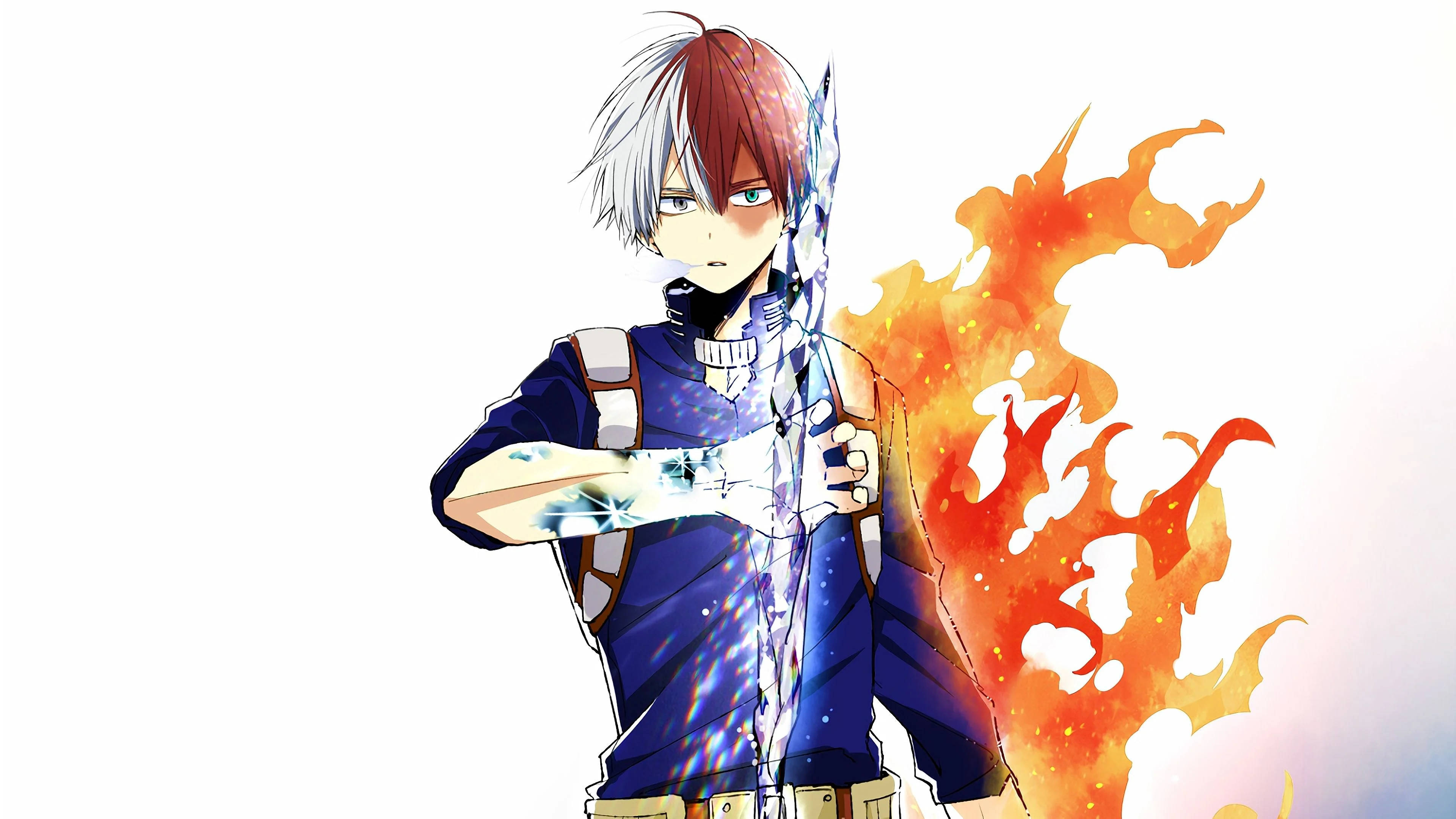 Cute Todoroki, red and white hair, glowing sword, 4K Desktop Wallpaper