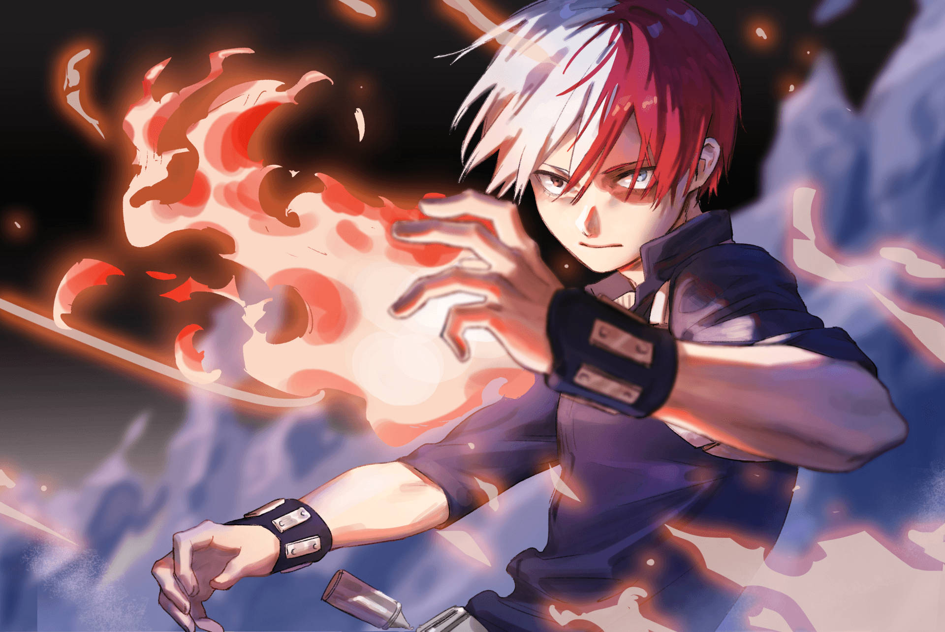 Cute Todoroki, red and white hair, fiery energy, Full HD Desktop Wallpaper