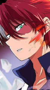 Cute Todoroki, fiery red hair, green eyes, SD Phone Wallpaper
