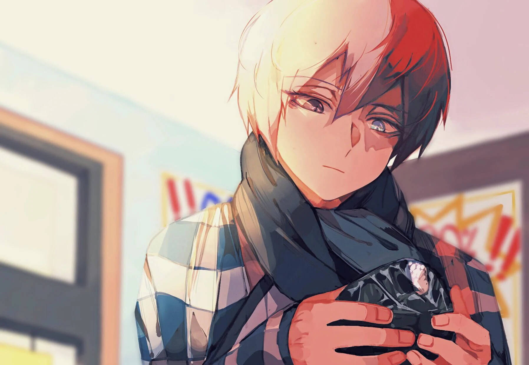 Cute Todoroki, red and white hair, crystal stone, HD Desktop Wallpaper