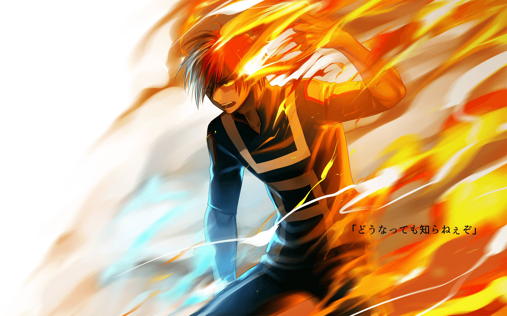Cute Todoroki, fiery orange hair, glowing eyes, Full HD Desktop Wallpaper