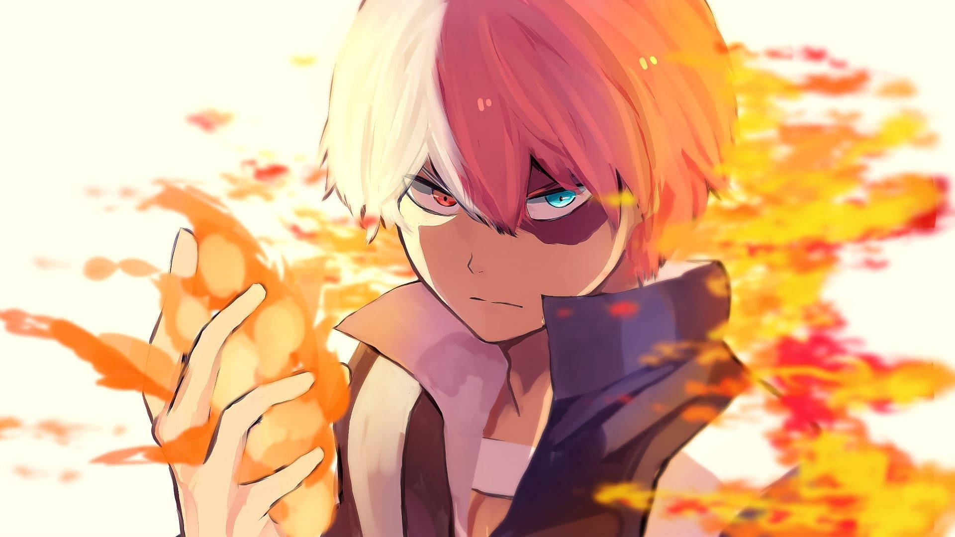 Cute Todoroki, half-red half-white hair, fiery energy, Full HD Desktop Wallpaper