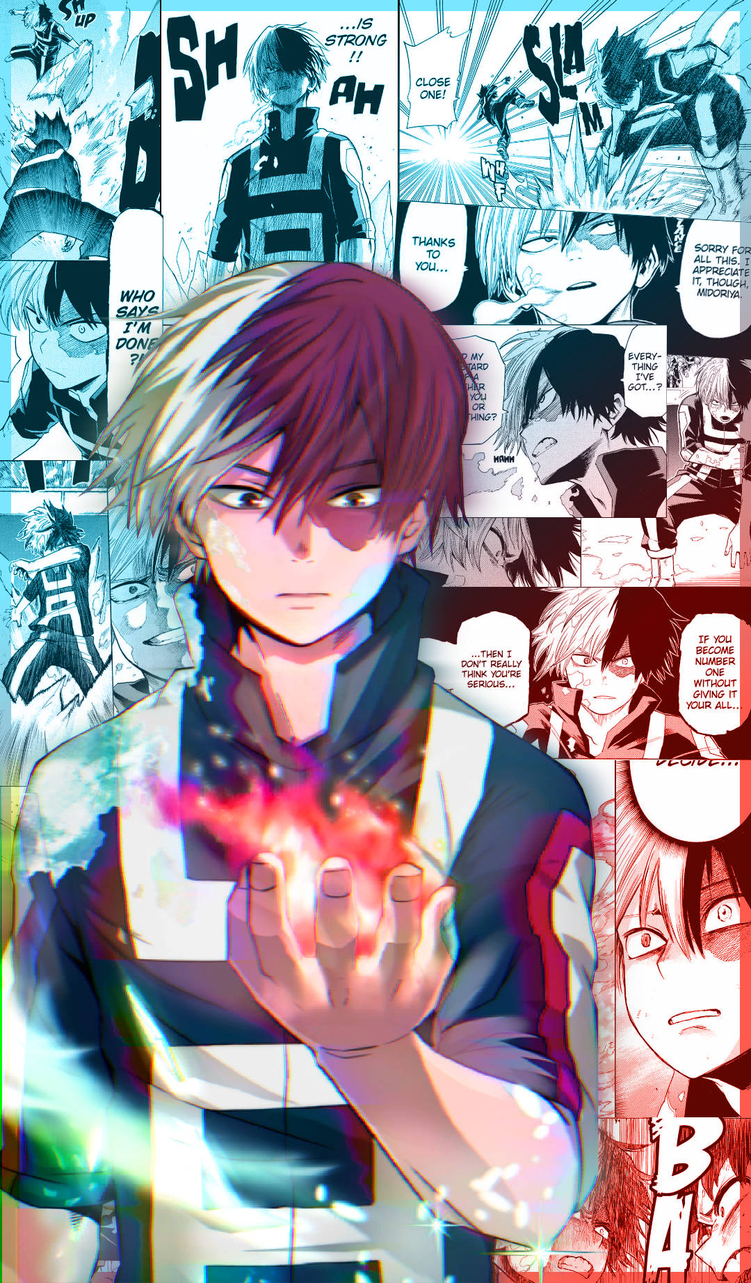 Todoroki, cute manga, red and white hair, HD Phone Wallpaper