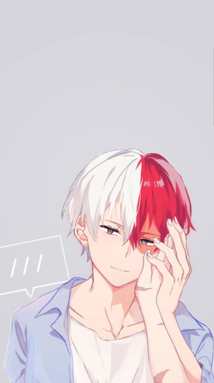 Todoroki, half white half red hair, gently touches his eye, HD Phone Wallpaper