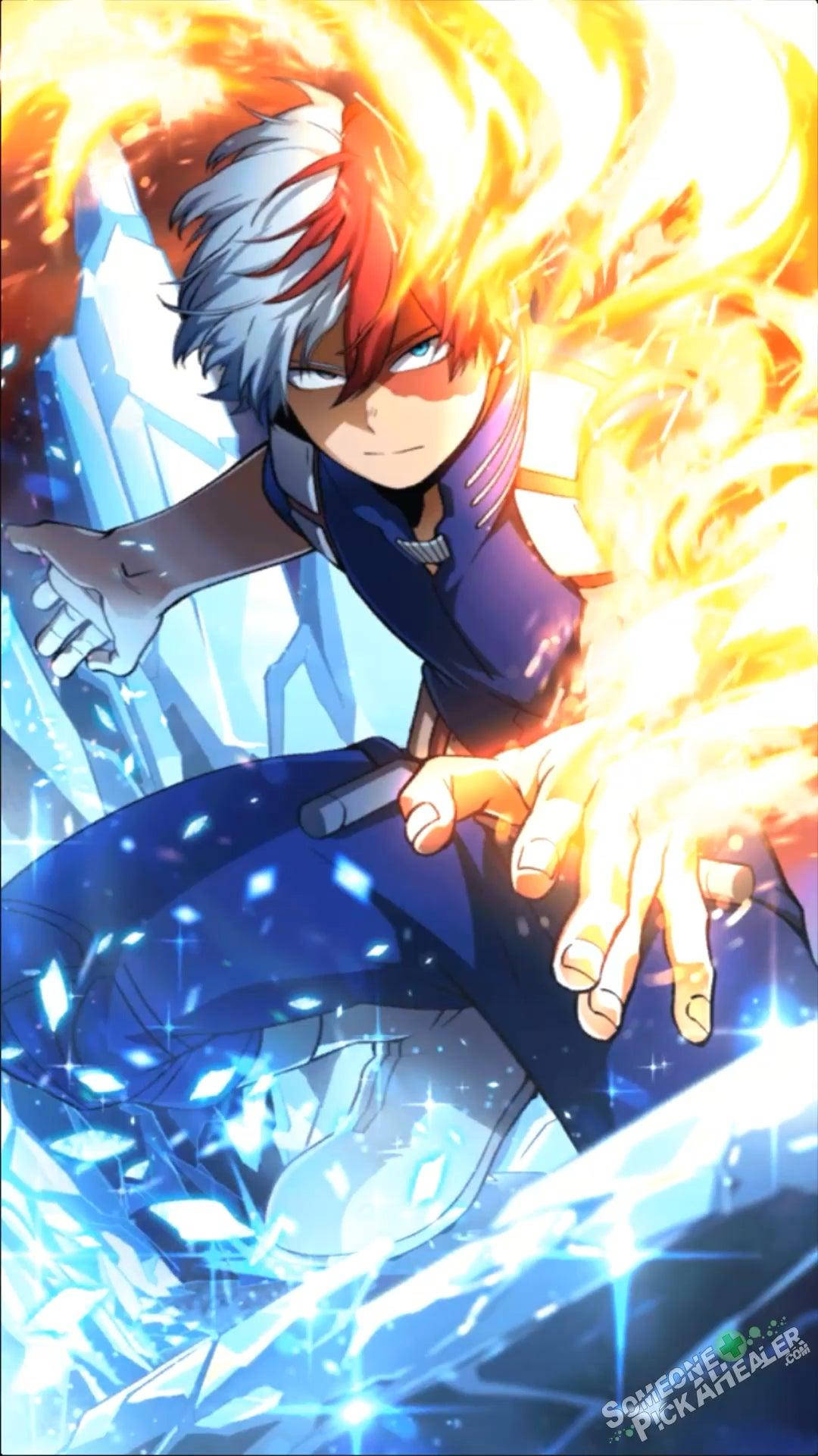 Todoroki, half red half white hair, fiery energy, Full HD Phone Wallpaper