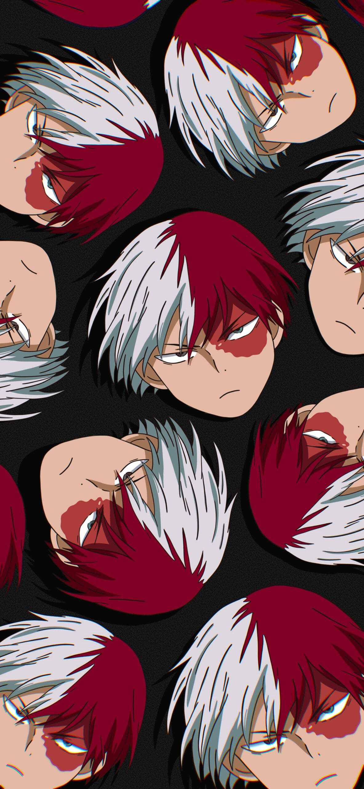 Todoroki, white and red hair, bloodshot eyes, 2K Phone Wallpaper