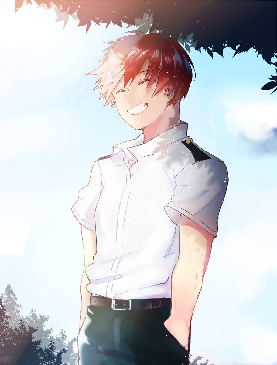 Todoroki, cute simper, red hair, SD Phone Wallpaper