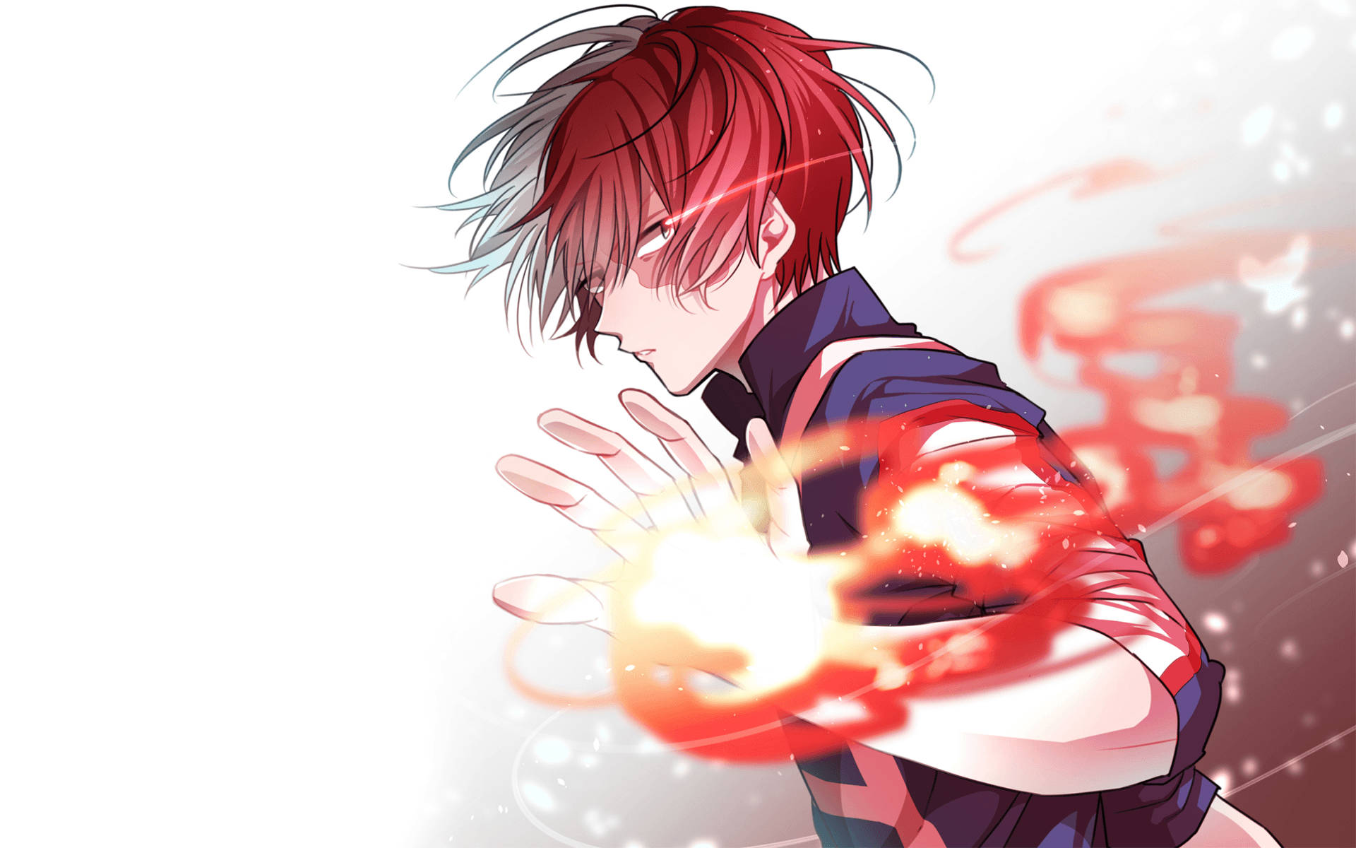 Todoroki, red and gray hair, fiery energy, Full HD Desktop Wallpaper