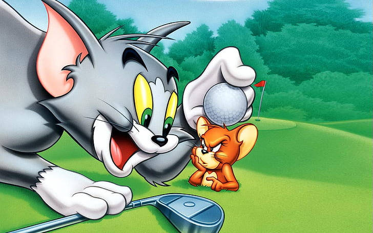 Tom, Jerry, golf ball, SD Desktop Wallpaper