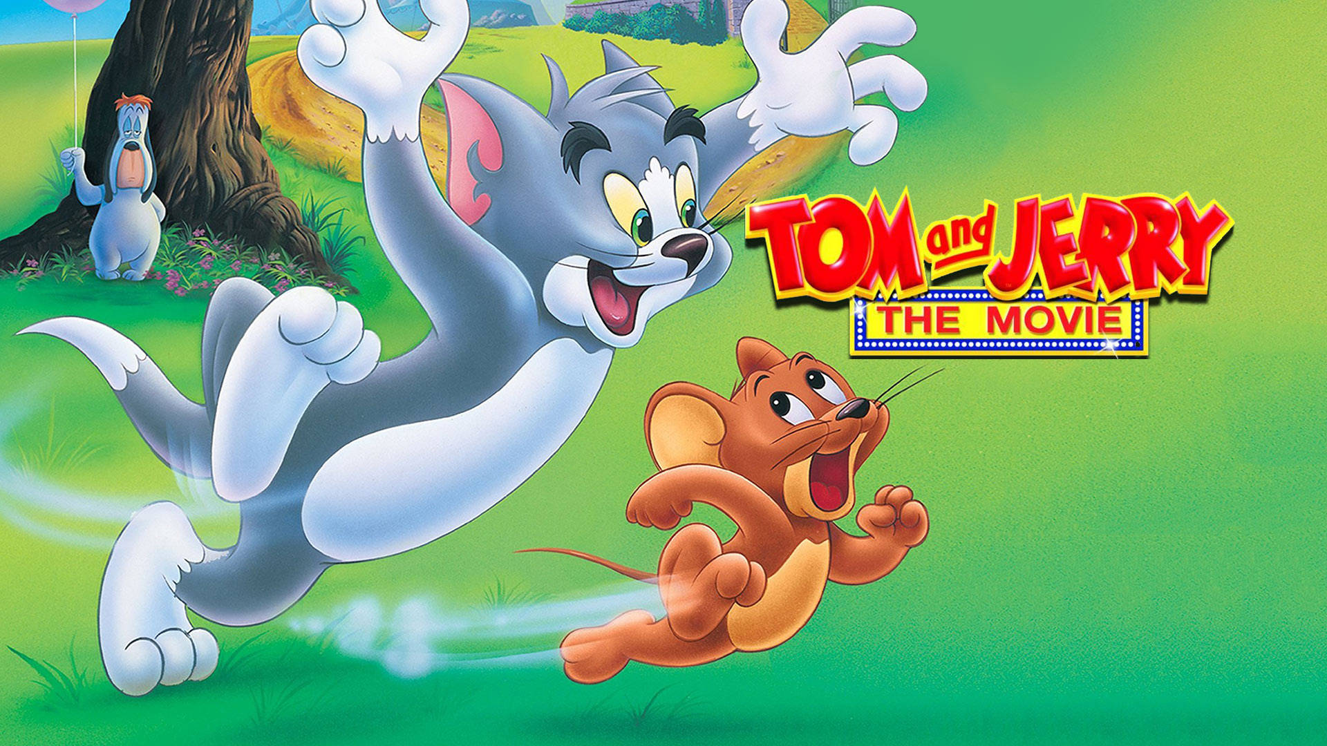 Tom, Jerry, vibrant green field, Full HD Desktop Wallpaper