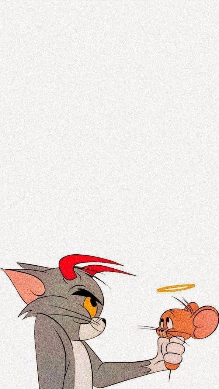 Tom, Jerry, devil horns, HD Phone Wallpaper
