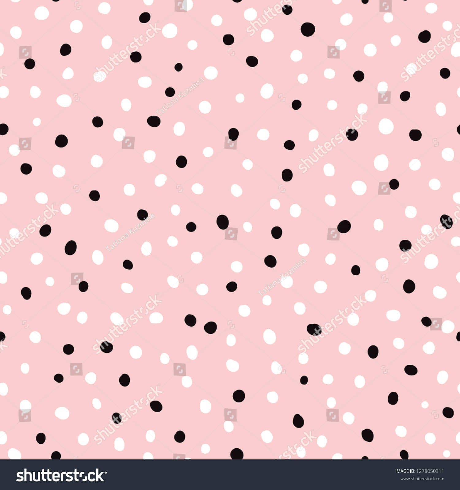 soft pink background, black and white polka dots, playful hand-drawn style, HD Phone Wallpaper