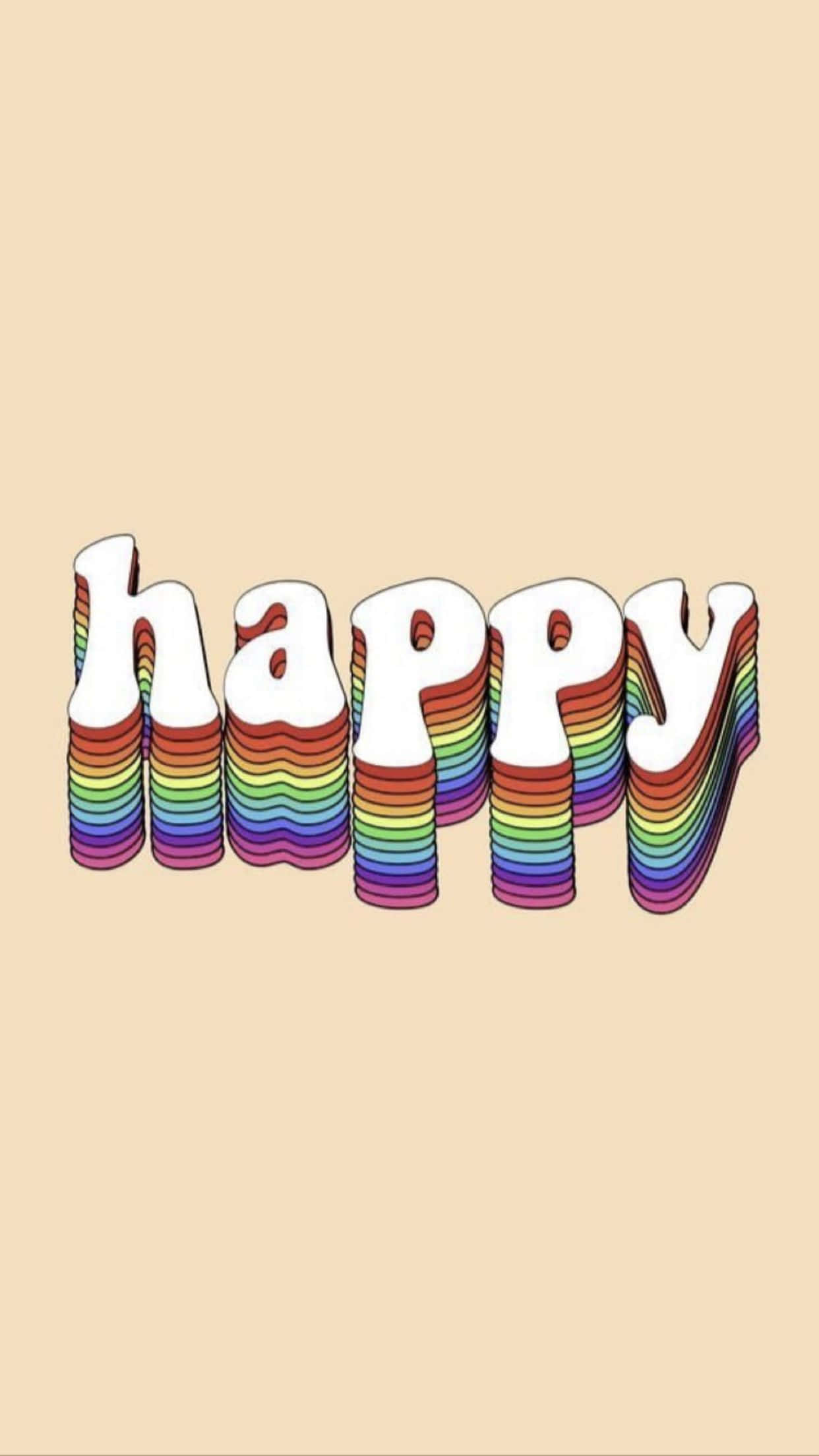 rainbow colored text, beige background, bold white letters, Full HD Phone Wallpaper