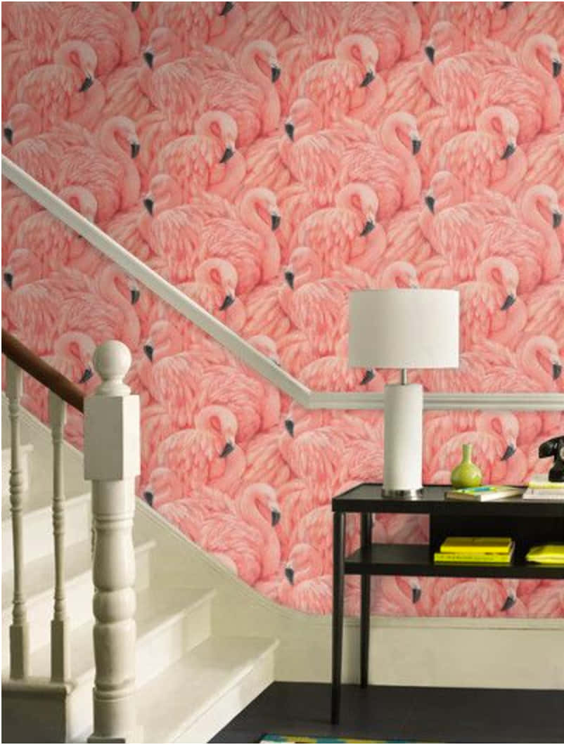 Cute Trendy, pink flamingo wallpaper, white railing, SD Phone Wallpaper