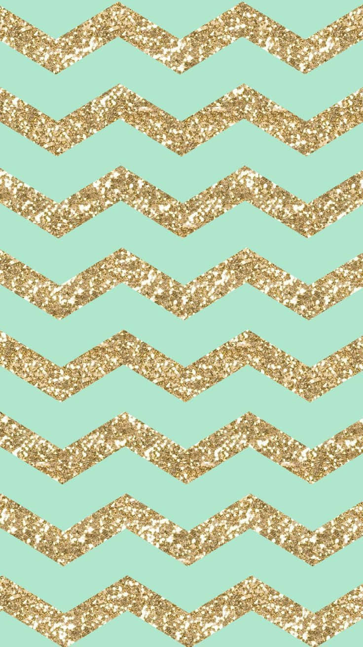 mint green, gold glitter chevron stripes, festive, HD Phone Wallpaper