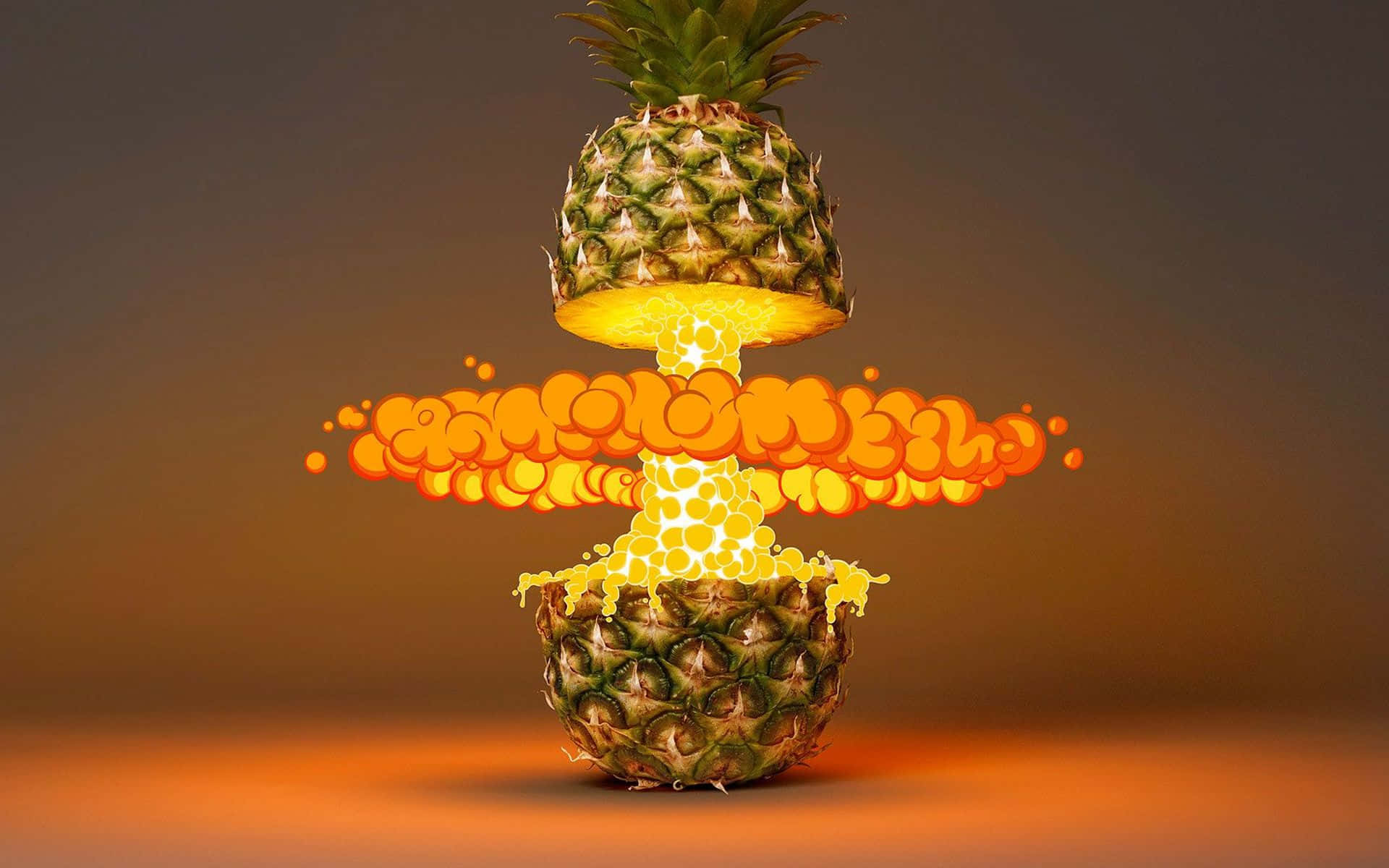Cute Tropical, pineapple, glowing orange juice, Full HD Desktop Wallpaper