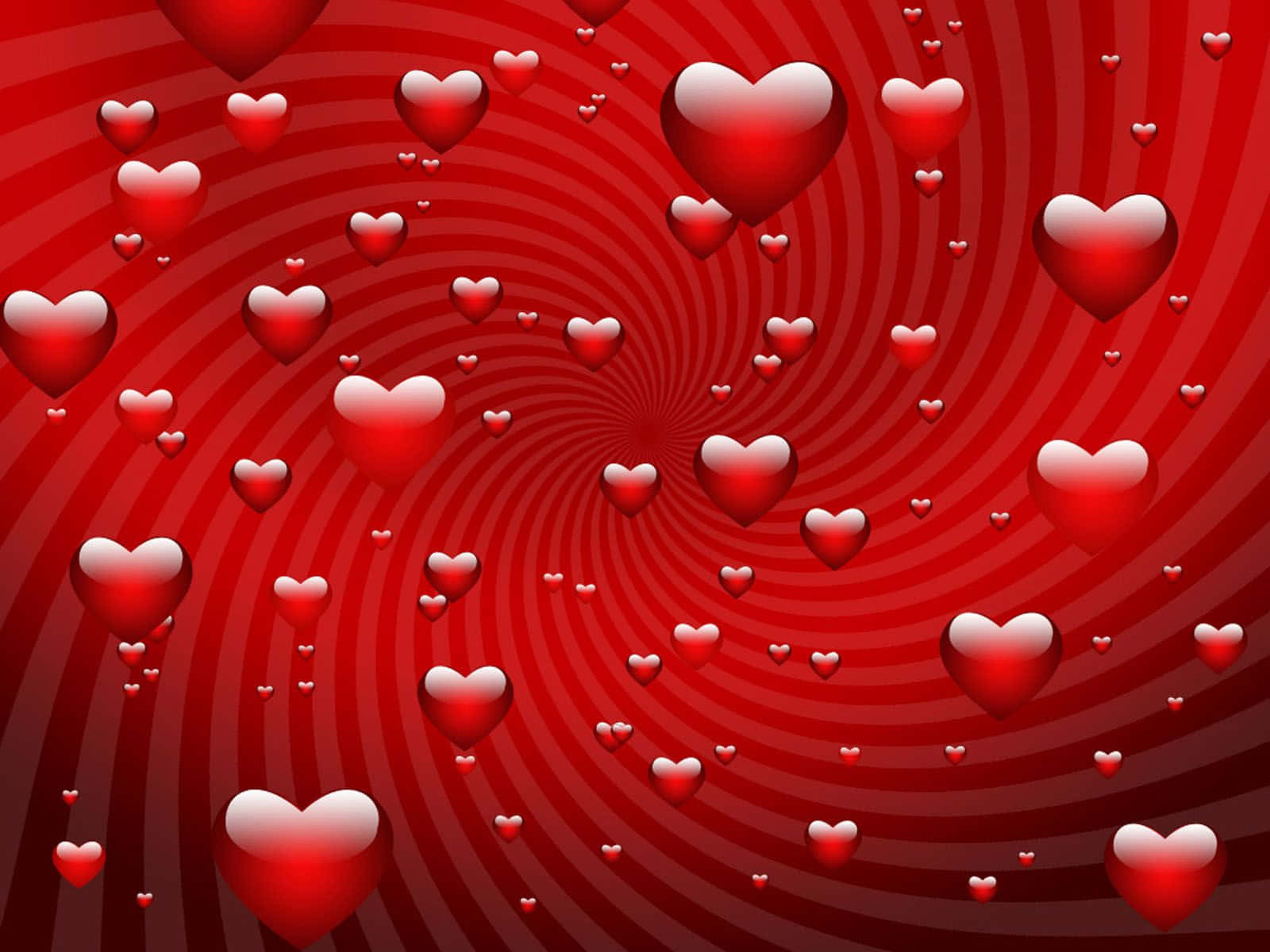 Valentine's Day, red hearts, hypnotic vortex, HD Desktop Wallpaper