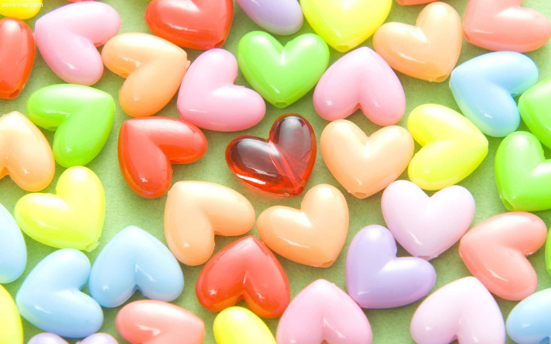 Cute Valentine, pastel heart candies, rainbow hues, Full HD Desktop Wallpaper