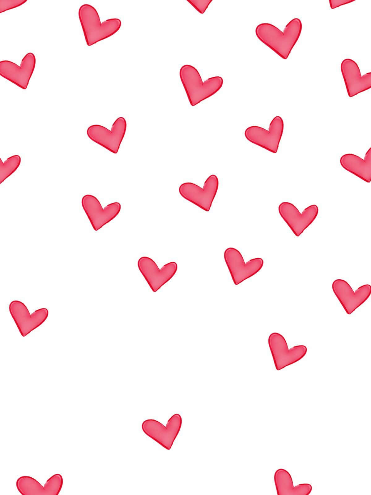pink heart pattern, white background, scattered, HD Phone Wallpaper