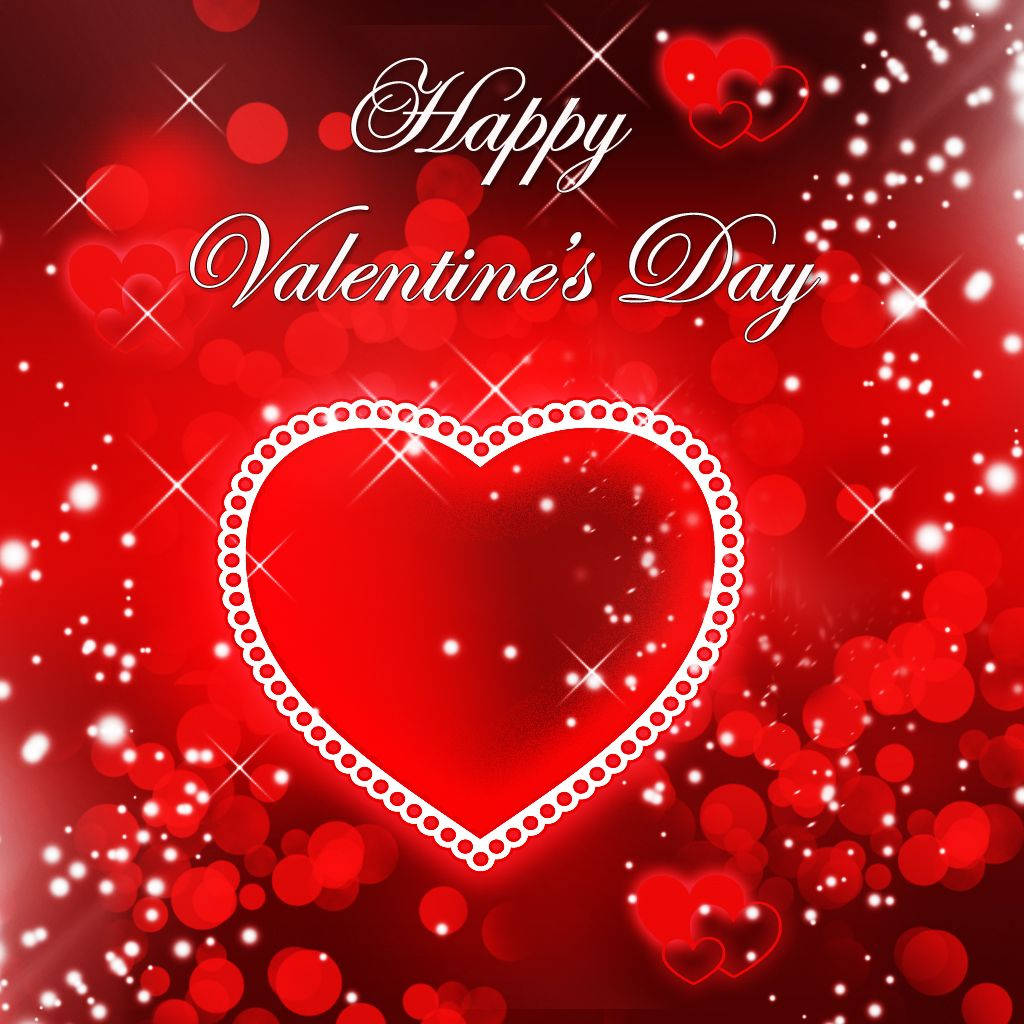 Cute Valentines Day, red sparkling hearts, white-outlined heart, SD Desktop Wallpaper